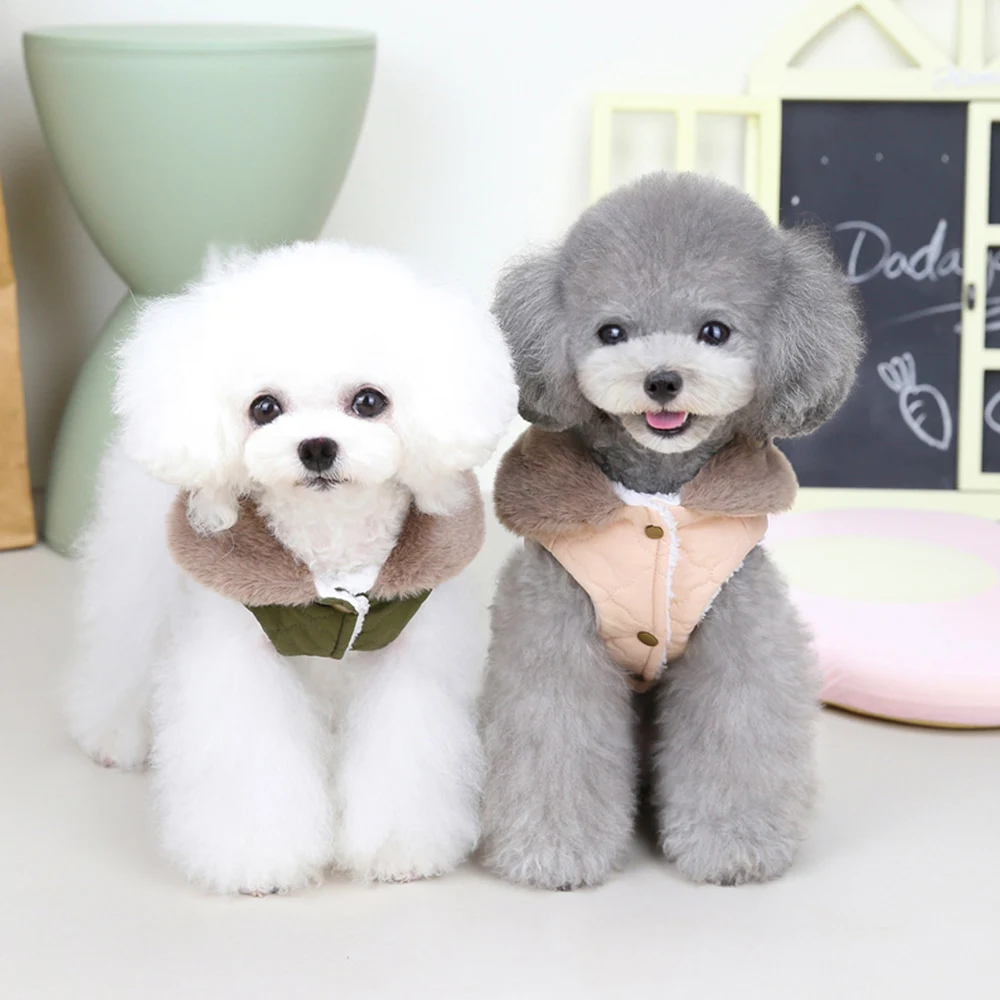 Small Dog Jacket Coat Pet Turtleneck Two-legged Puppy Dog Clothes Fleece Lining Warm Dog Winter Clothes Pet Vest Cat Outfits