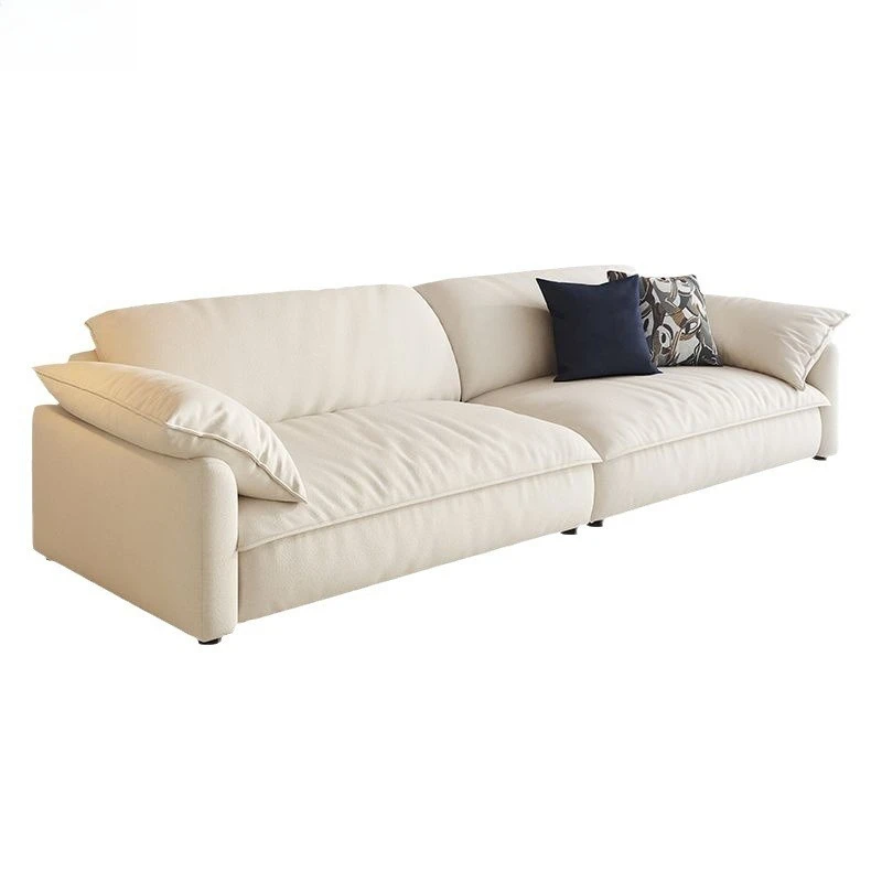 

Cloud fabric sofa small apartment living room simple modern light luxury new cream wind tofu block straight row sofa