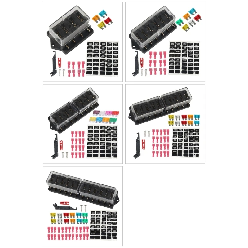 32V Fuses Block, 4-12 Way Marine Fuses Block with Dampproof Cover Circuits Fuses Box Fuses Panel for Car Boats Trucks