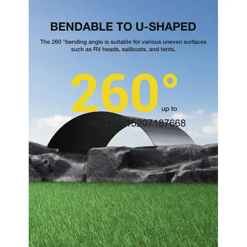 Wmwmnu 240W Flexible Solar Panel Ultra Thin Mono PV Module IP67 Waterproof 19.15% Efficiency Lightweight for RV Camping Boat