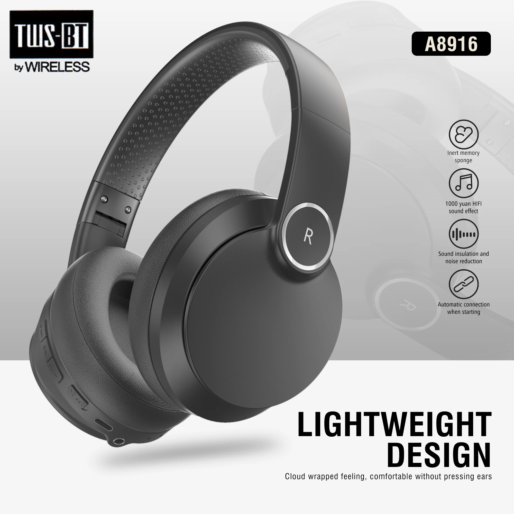 

A8916 Wireless Bluetooth Headset Outdoor Sports Gaming Wireless Headphones with Mic Noise Cancelling Earbuds Bluetooth Earphones