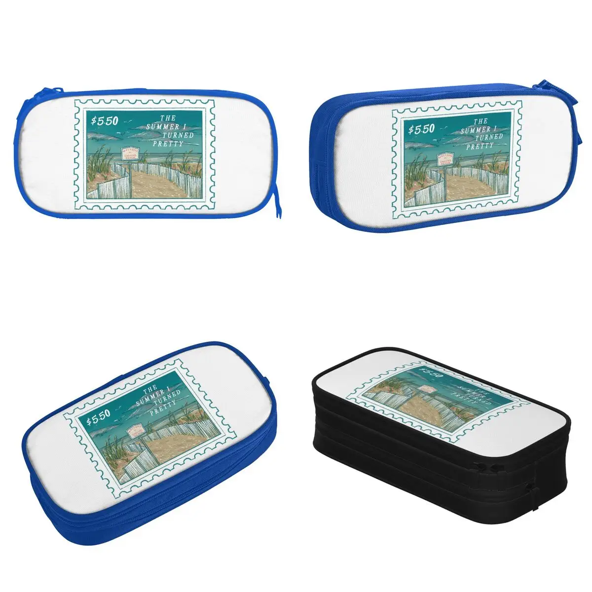 ختم الشاطئ من Fun Cousins من الصيف، تحولت إلى مقلمة جميلة، مقلمة، حامل قلم، حقيبة تخزين كبيرة، أدوات مكتبية #3