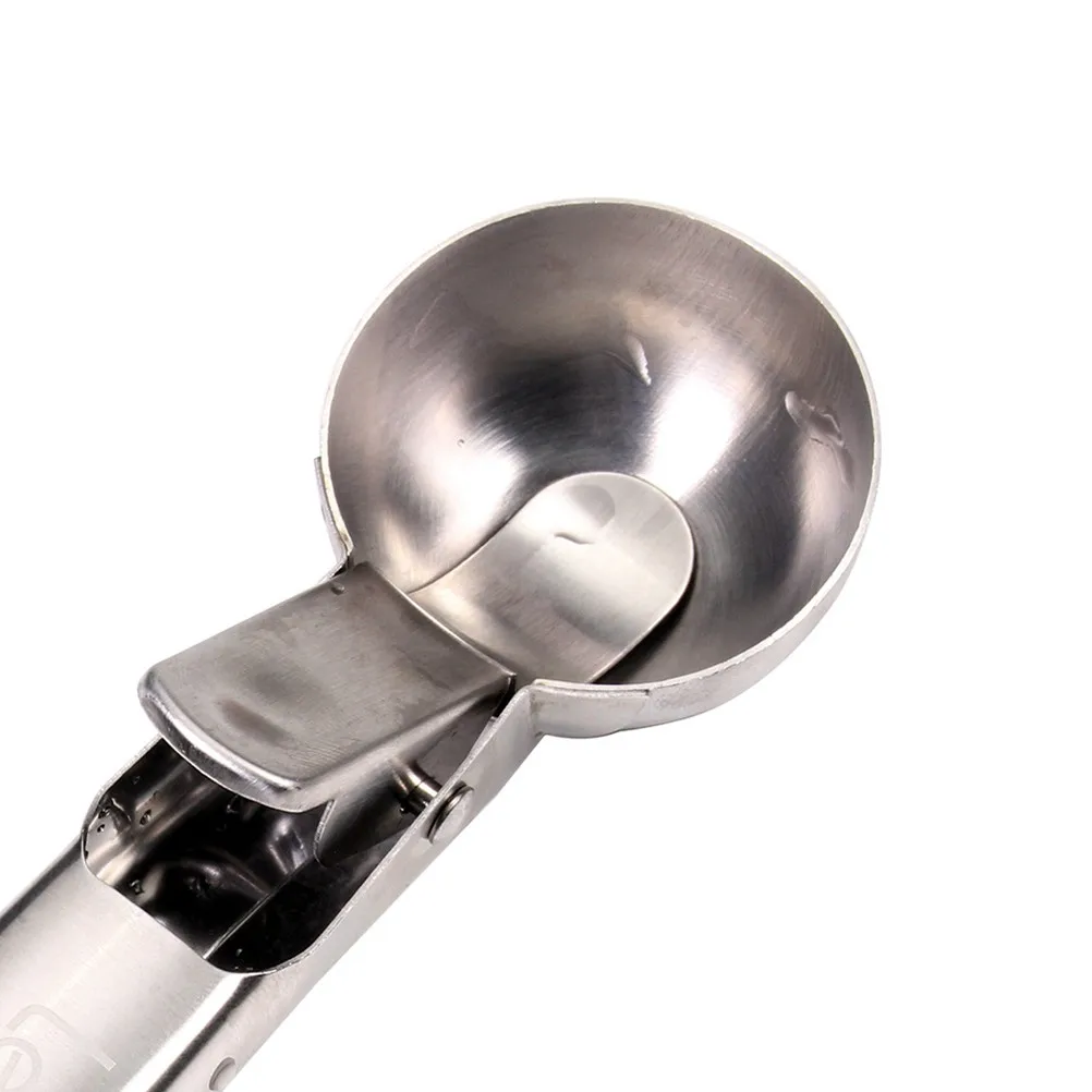 Stainless Steel Ice Cream Scoop Silver Metal Rotating Lever Heavy Duty Handles Ideal for Ice Cream Cookie Dough Mashed Potato