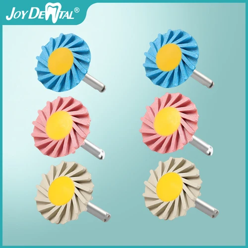 Imagen 1 del producto 6 unids/caja rueda de pulido Dental de circonia pulidor de goma Dental Kit de disco RA goma de 2,35mm con herramientas de fresas flexibles en espiral