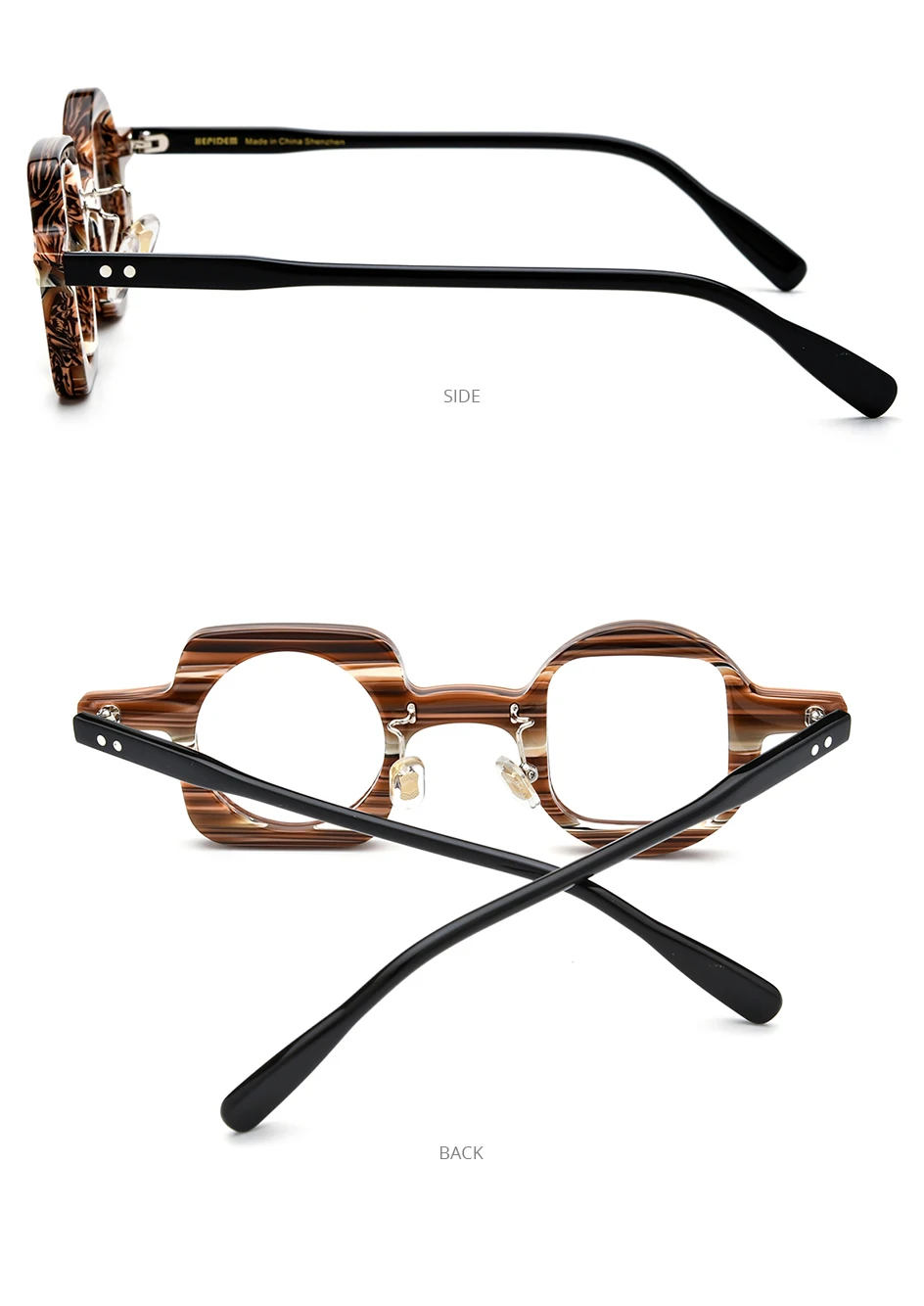 HEPIDEM Acetat Brille Rahmen Frauen übergroße große runde Brille japanische handgemachte Brille dicke transparente Brille 9351 – Detail 14