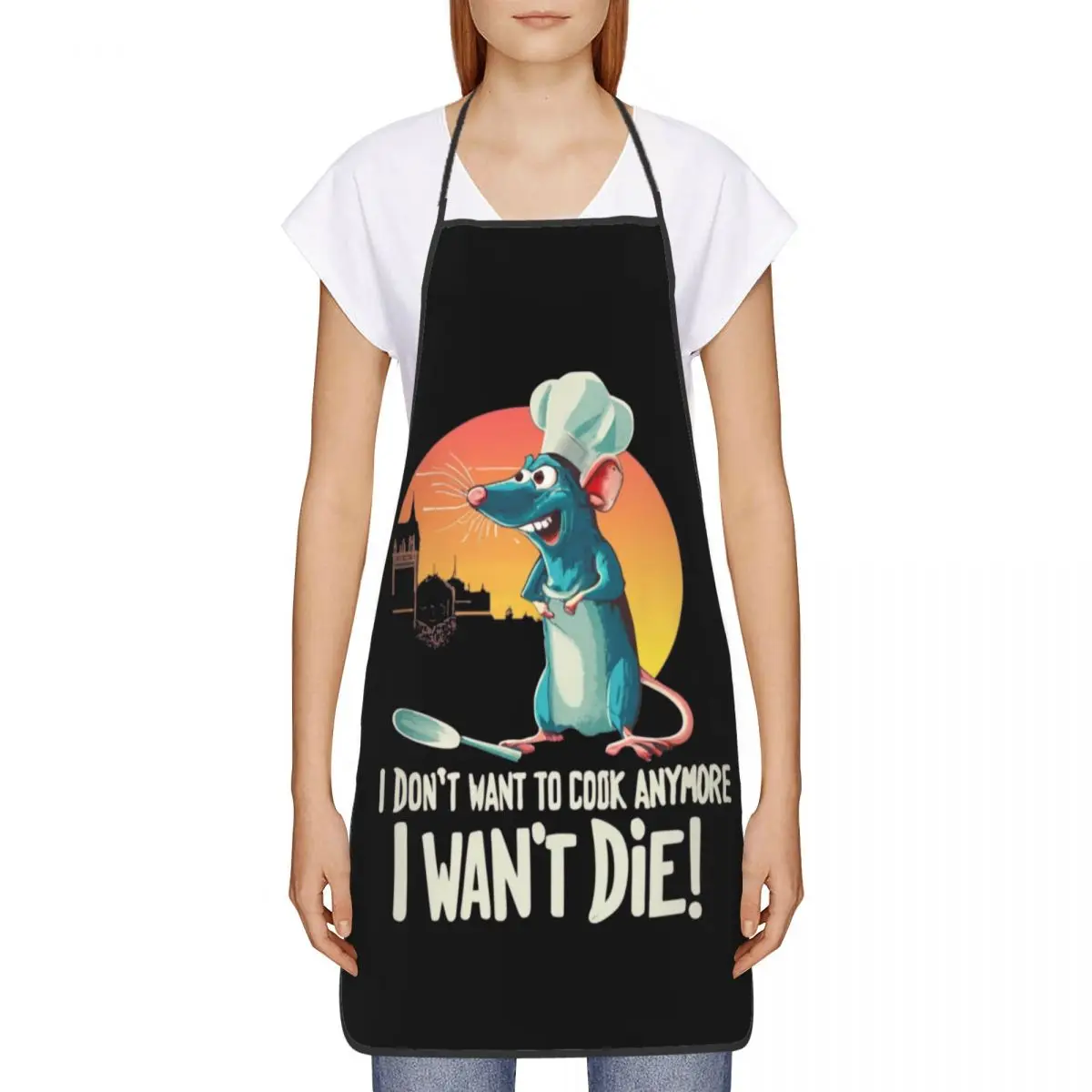 Custom Unisex Funny Ratatouille Chef Remy Kitchen Chef Cooking Baking Apron Women Men Tablier Cuisine for Gardening