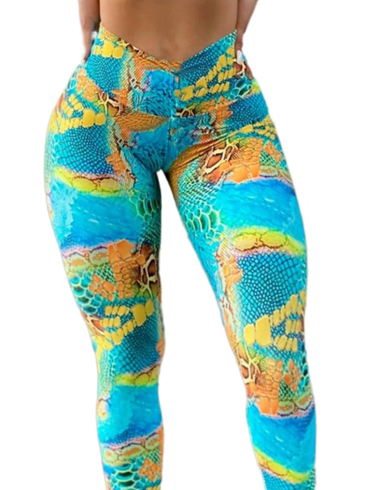 Push Up Sport Leggin Fitness Leggings Women Snake Print Ladies High Waist Yoga Tights Workout Pants Casual Gym Wear Large Size