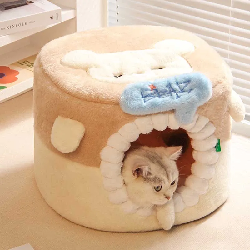 

Winter Warmth Detachable Pet Bed Washable Indoor Enclosed Cat House All Seasonal Universal Casa Para Mascotas Cat Accessories