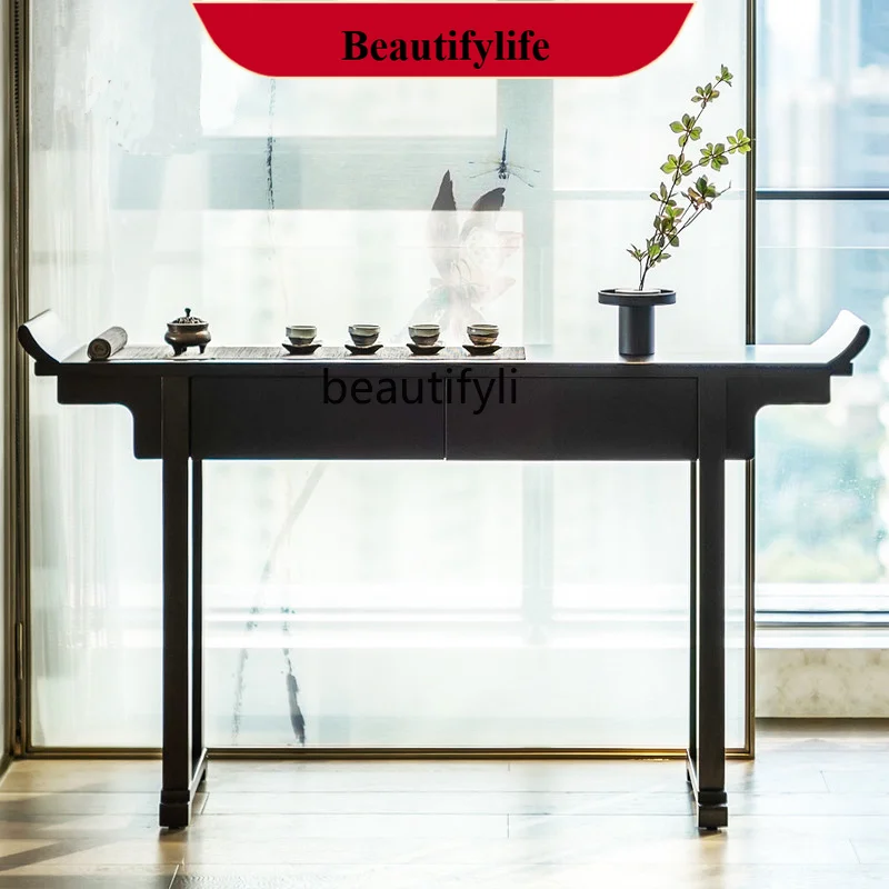 

New Chinese-style solid wood xuanguan table upturned head supply table end view table living room partition decorative cabinet G