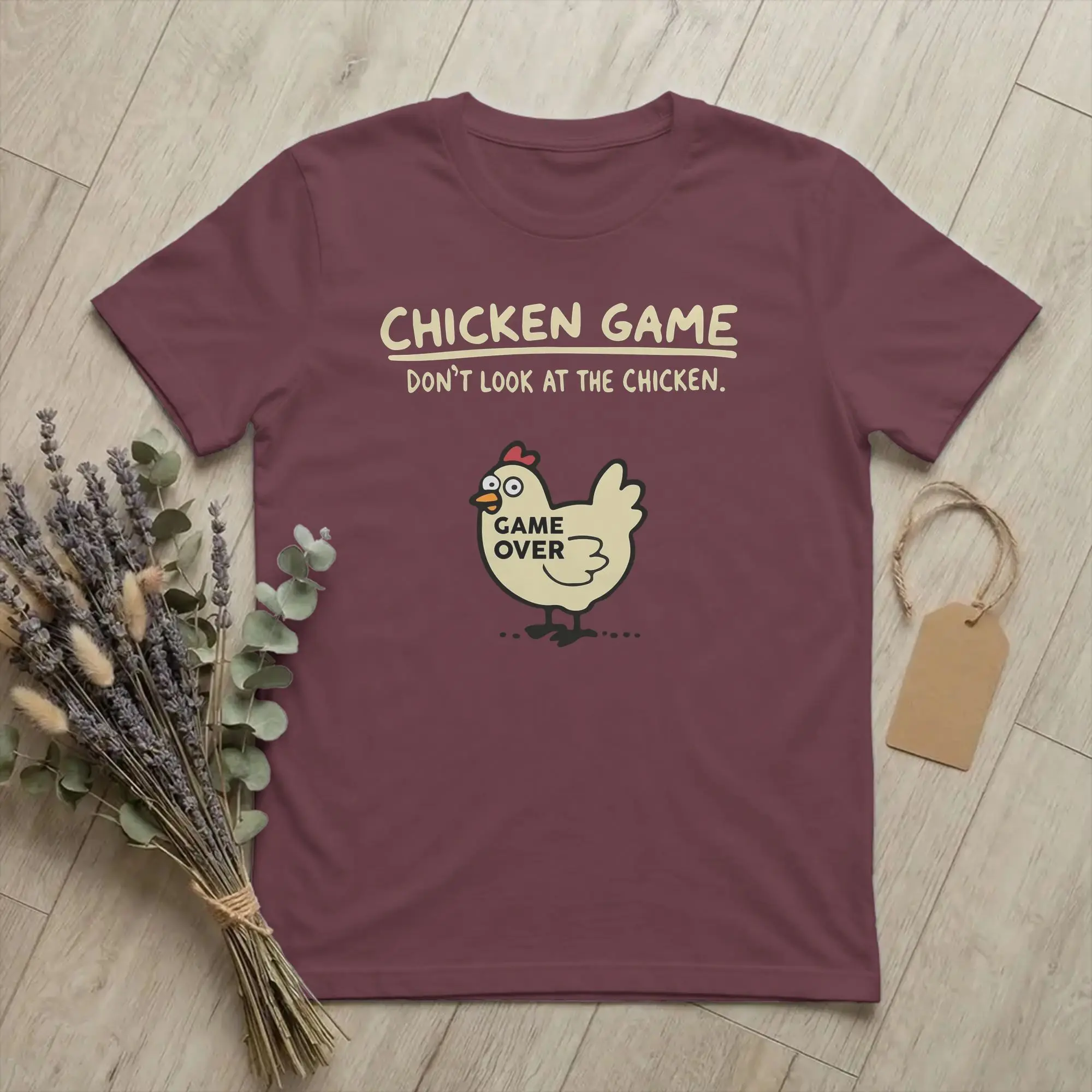 Retro Chicken Game  Tshirts Men's Round Neck Short Sleeve Tops Dont Look At The Chicken  100%Cotton Summer Clothes