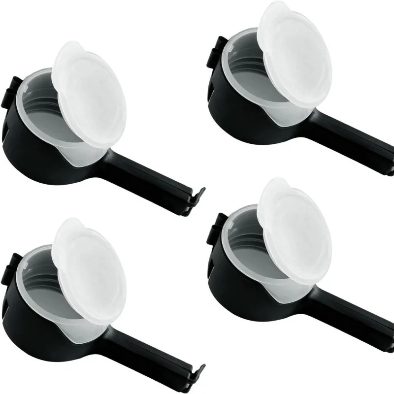 

【Темностойкие влагостойкие зажимы для пищевых продуктов】4 шт. многоразовые зажимы для упаковки пакетов для закусок, овсяных платят, кофе, сохраняют свежесть и четкое питание