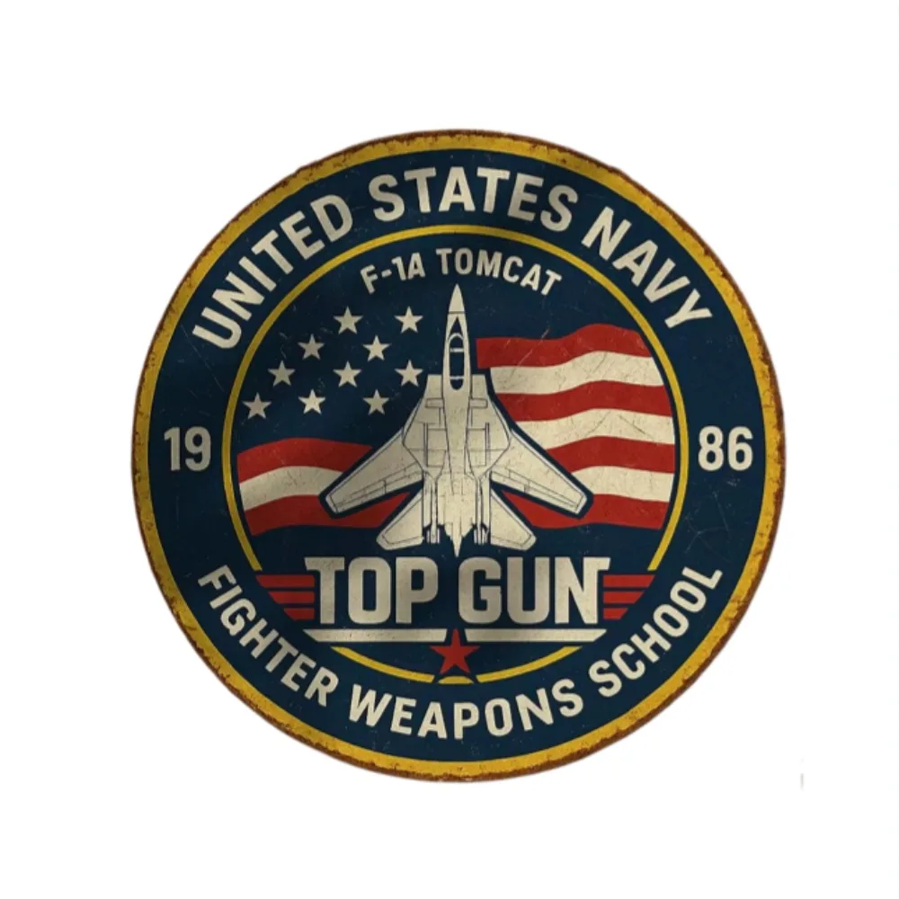 Retro US Navy F-14 Tomcat Fighter Aluminum Wall Art 8x8 Inch Waterproof Durable Metal Sign For Home Office Living Room