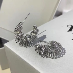 Europe and America Trend Irregular Spring Stud Earrings for Women Unique Metal Jewelry Accessories Gift 2023 New Hot Sale