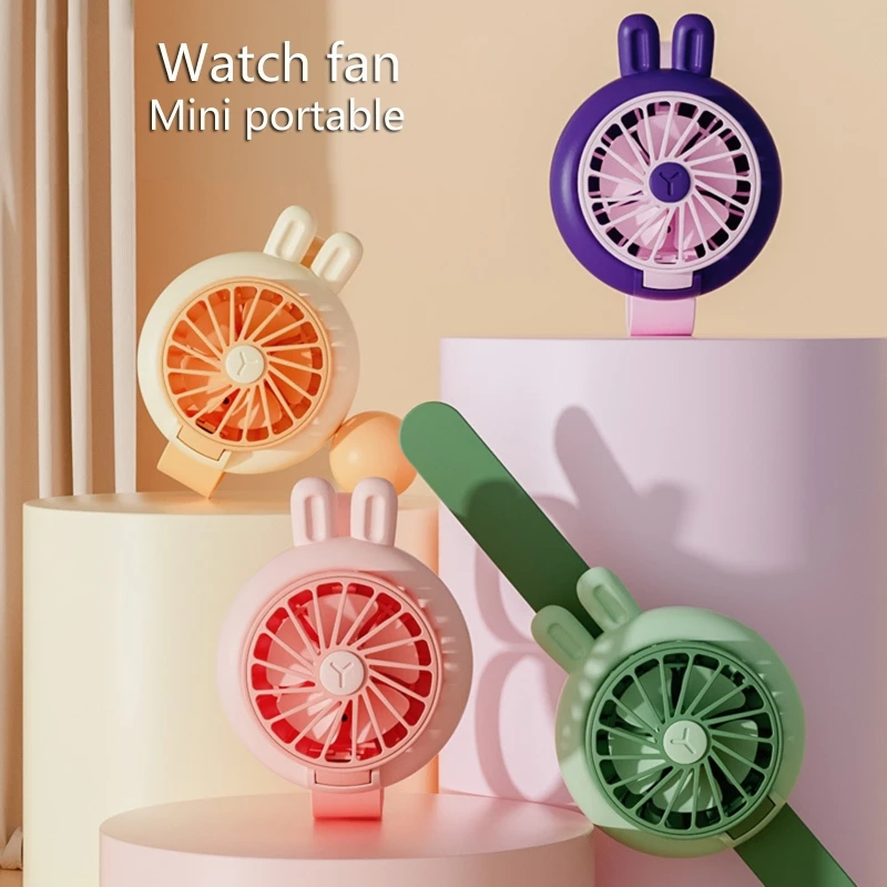 휴대용 휴대용 팬 미니 팬 USB 충전식 게으른 스포츠 웨어러블 팬 어린이 손목 쿨러 시계 야외 여행
