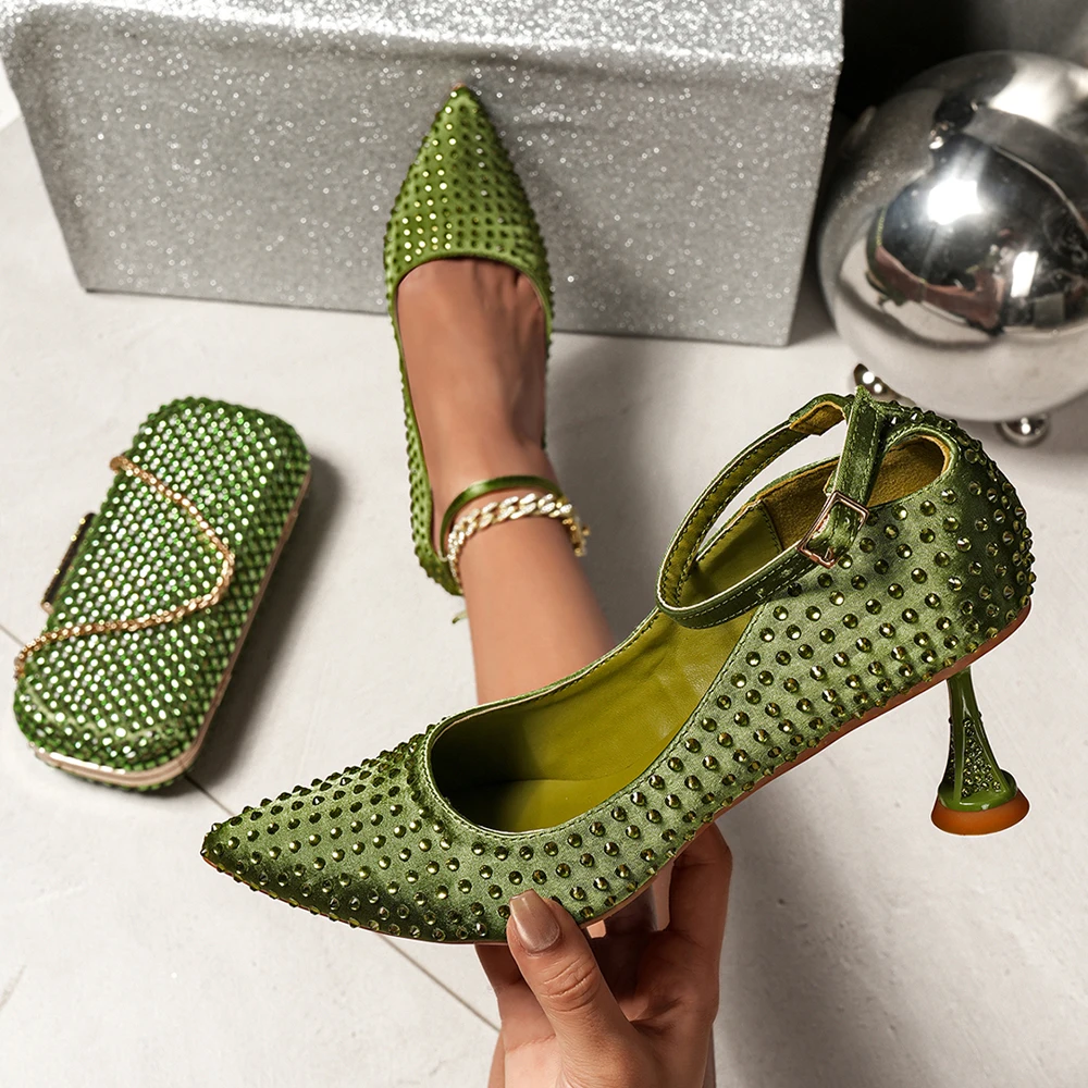 

Элегантный комплект зеленой сумочки на каблуке итальянском дизайне для нигерийских женщин — идеально подходит для свадеб и вечеринок