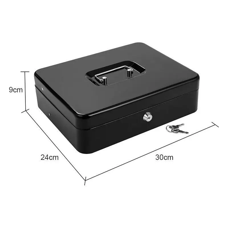 Household Insurance Box Mini Safe Insurance Cabinet Cash Box Key Lock on Side with Money Tray &Key Lock 4 Bill 5 Coin Slots