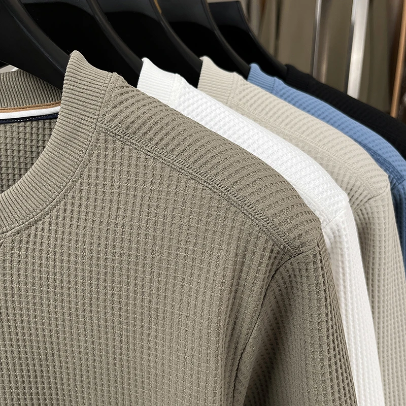 Men's Knitted Sweater Round Neck Long Sleeve Solid Color Pullover Autumn Winter Fashion Casual Classic Versatile Men's Wear