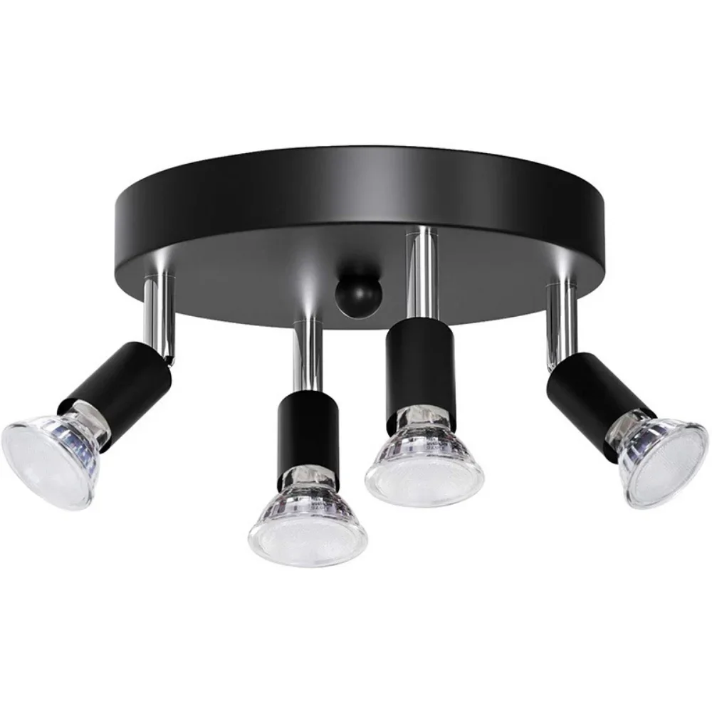 Rodada Chrome LED teto Spotlight, giratória LED Light, Modern Sala de estar Luz, 1, 2, 3, 4 Lâmpadas