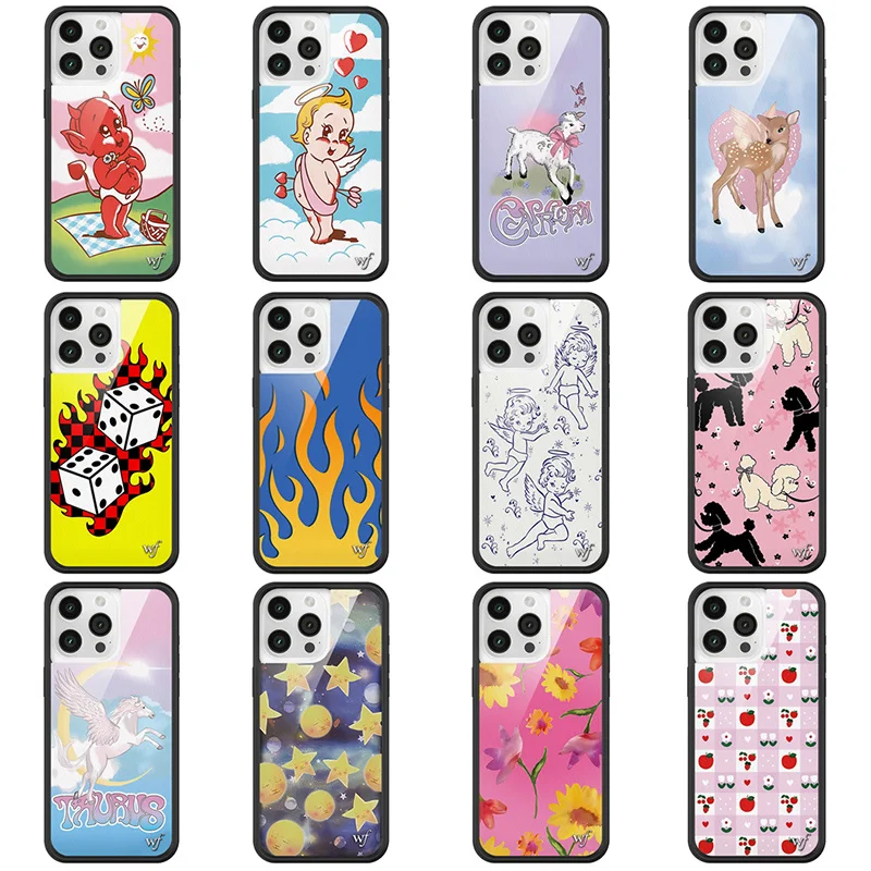 

Wildflower 3D Flame Angel Devil Phone Case for iPhone 15 14 13 Pro Max Cute WF Logo 13pro 14pro 15pro Deer Unicorn Back Cover