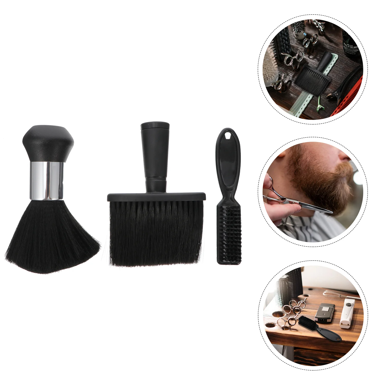 3 Pcs Face Cleaning Tools Brush Broken Hair Hairdressing Remove Styling Trimmer Major Haircut Barber Black Man