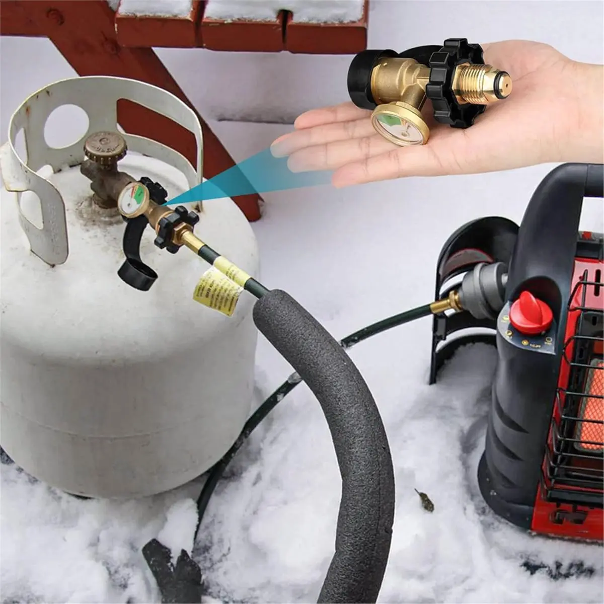 Propanes Level Indicates Universal Propanes Gauges 105mm Outdoor Cooking Essential for Monitoring, POL to Adapter
