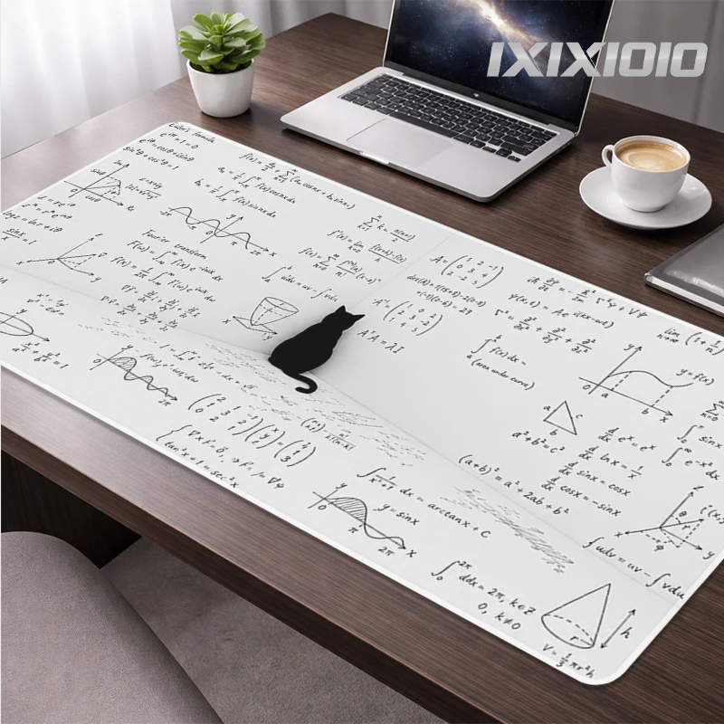 Mouse Pad Math Notes Black Cat Gamer printon demand Large Mousepad XXL Natural Rubber Soft Office Accessories Desktop Mouse Pad