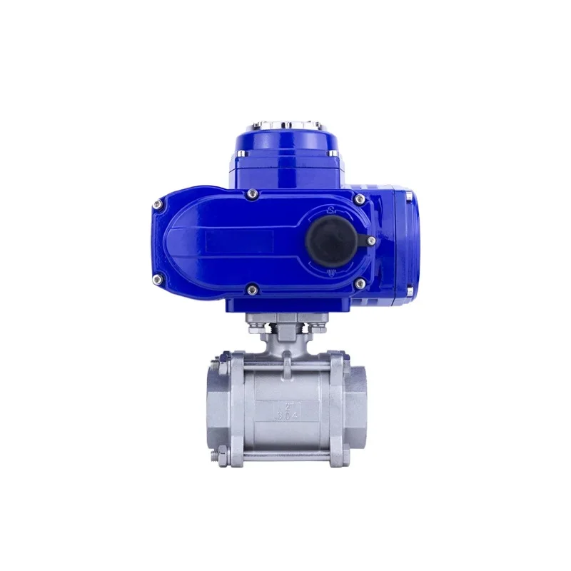 Electric three-piece ball valve, internal thread connection two-way ball valve