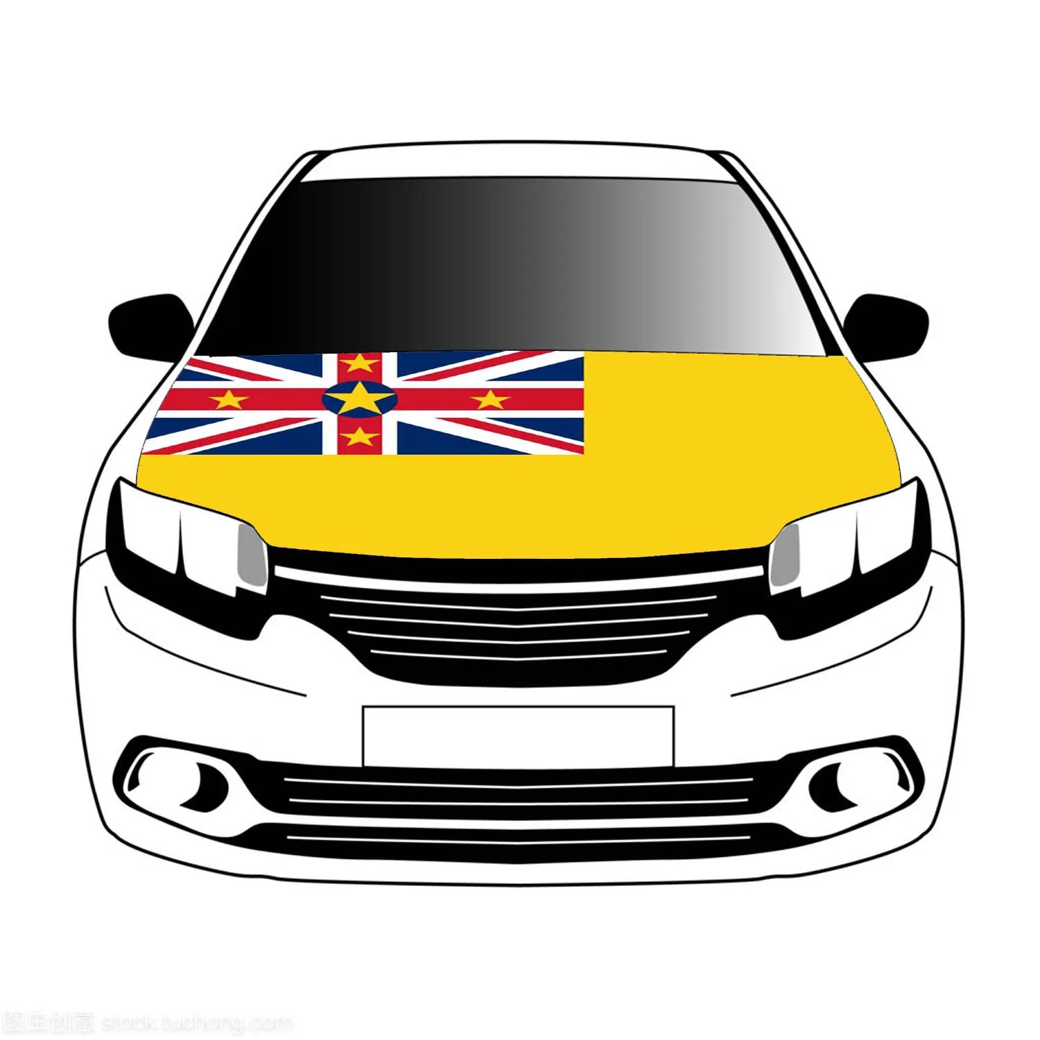 

Niue flags car Hood cover 3.3x5ft/5x7ft 100%polyester,car bonnet banner