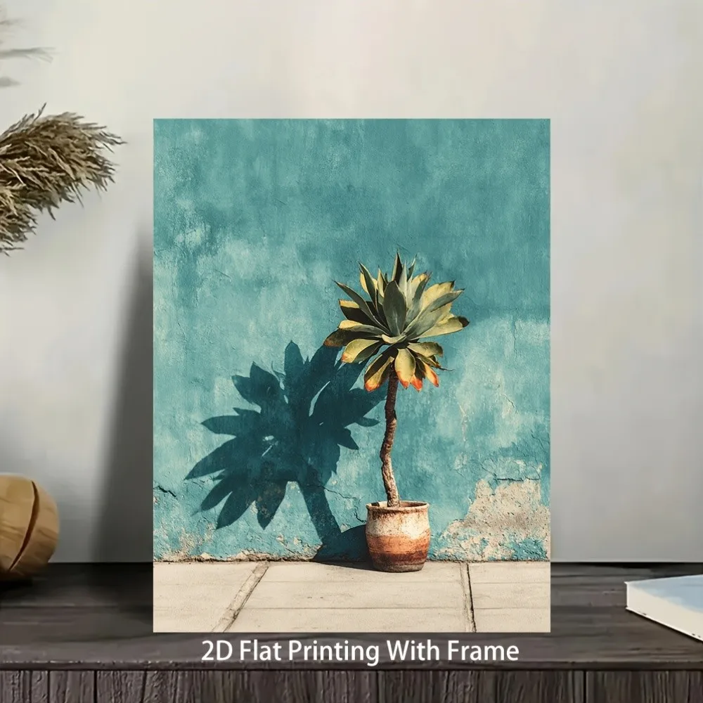(No frame)2D Flat, 1pc Modern Desert Agave - Framed Canvas Print Suitable for Wall Decoration, Wrap-Around Frame, Desert Plan