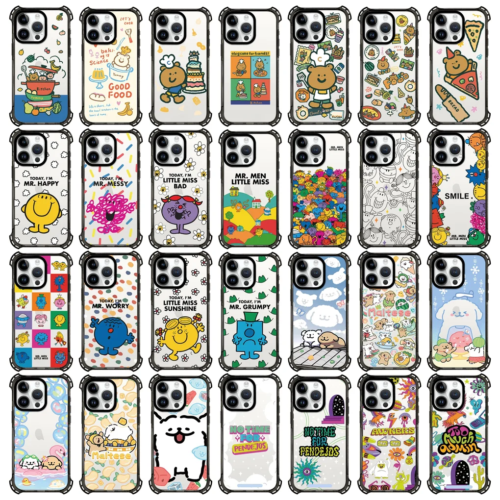 

Cartoon Pattern 4 Corner IPhone 14 15 16 Pro Max Case - Protective IPhone Case