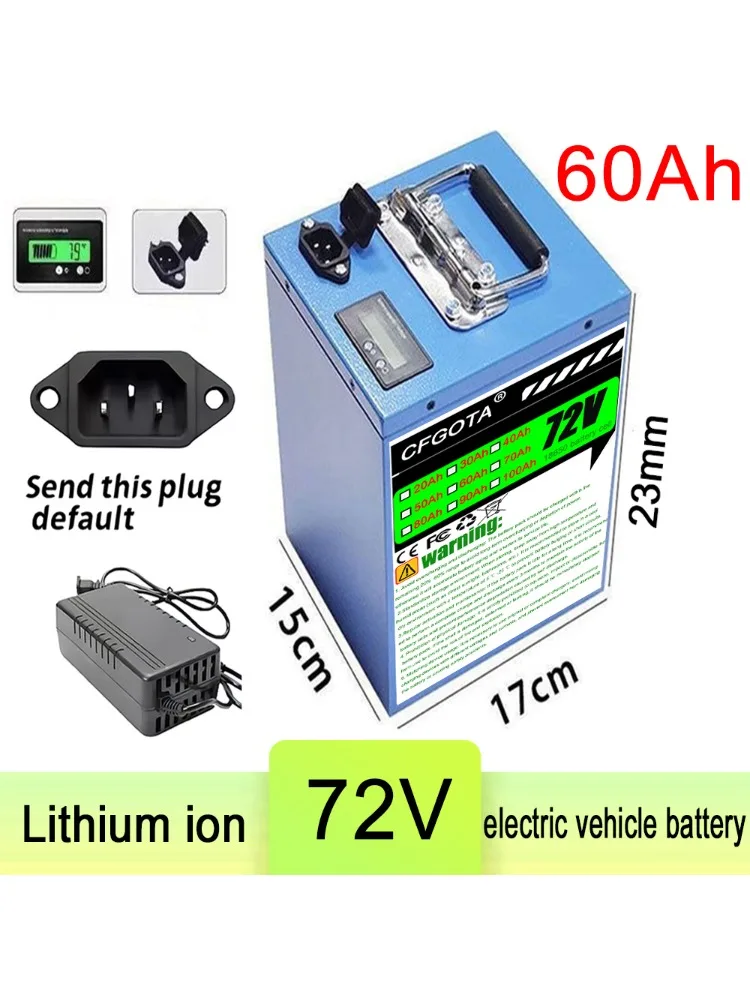 72V 20Ah-100Ah Lithium-Ionen-Akku-Pack Lipo 3000W für Elektrofahrzeuge, Dreiräder und Elektrogeräte