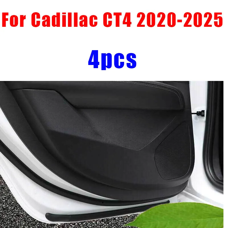

black leather Door Anti-Kick Panel Cover Trim 4pcs For Cadillac CT4 2020-2025