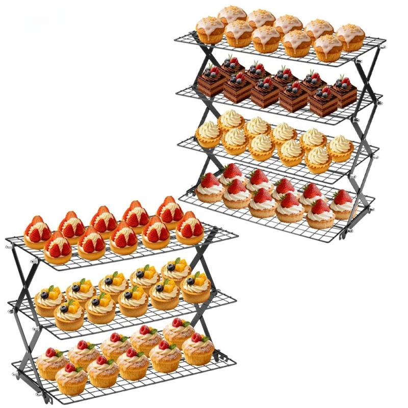 

New Foldable Multi - Layer Cooling Rack Adjustable Bread Cake Drying Rack Home Use Chiffon Cake Baking