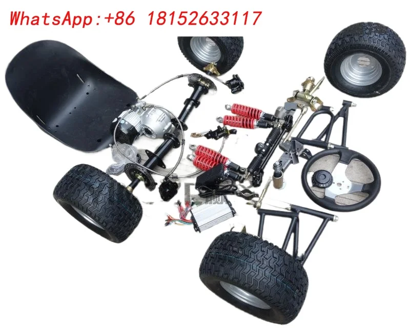 ملحقات كارت كهربائية معدلة ذات أربع عجلات ذاتية الصنع، نظام تعليق أمامي، محرك عمود تفاضلي، المحور الخلفي 6 بوصة مم