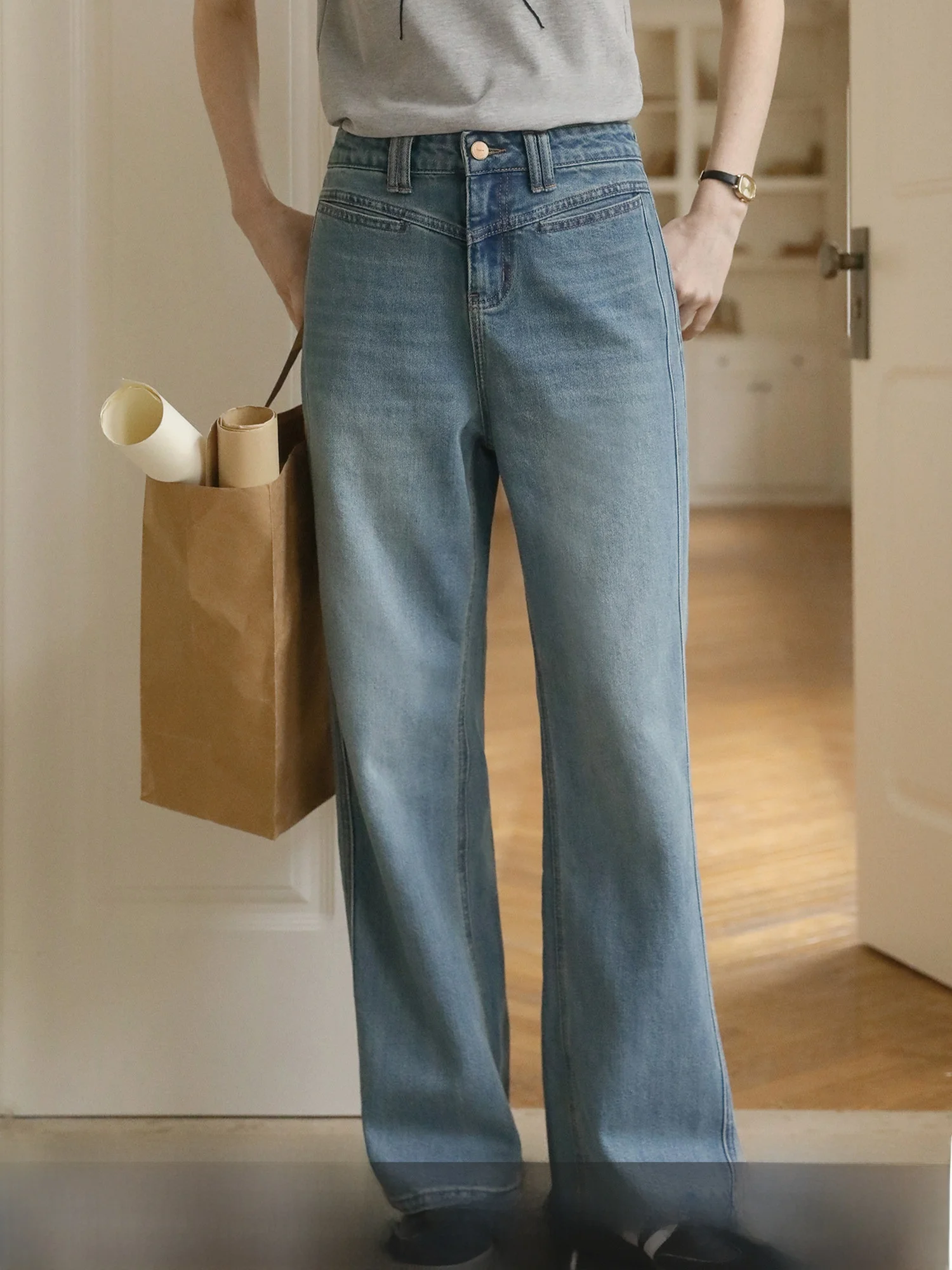 

MELLIIY Retro High Waist Straight Leg Blue Jeans Women's Spring Casual Long Pants Versatile Classic Sle Ladies' Denim