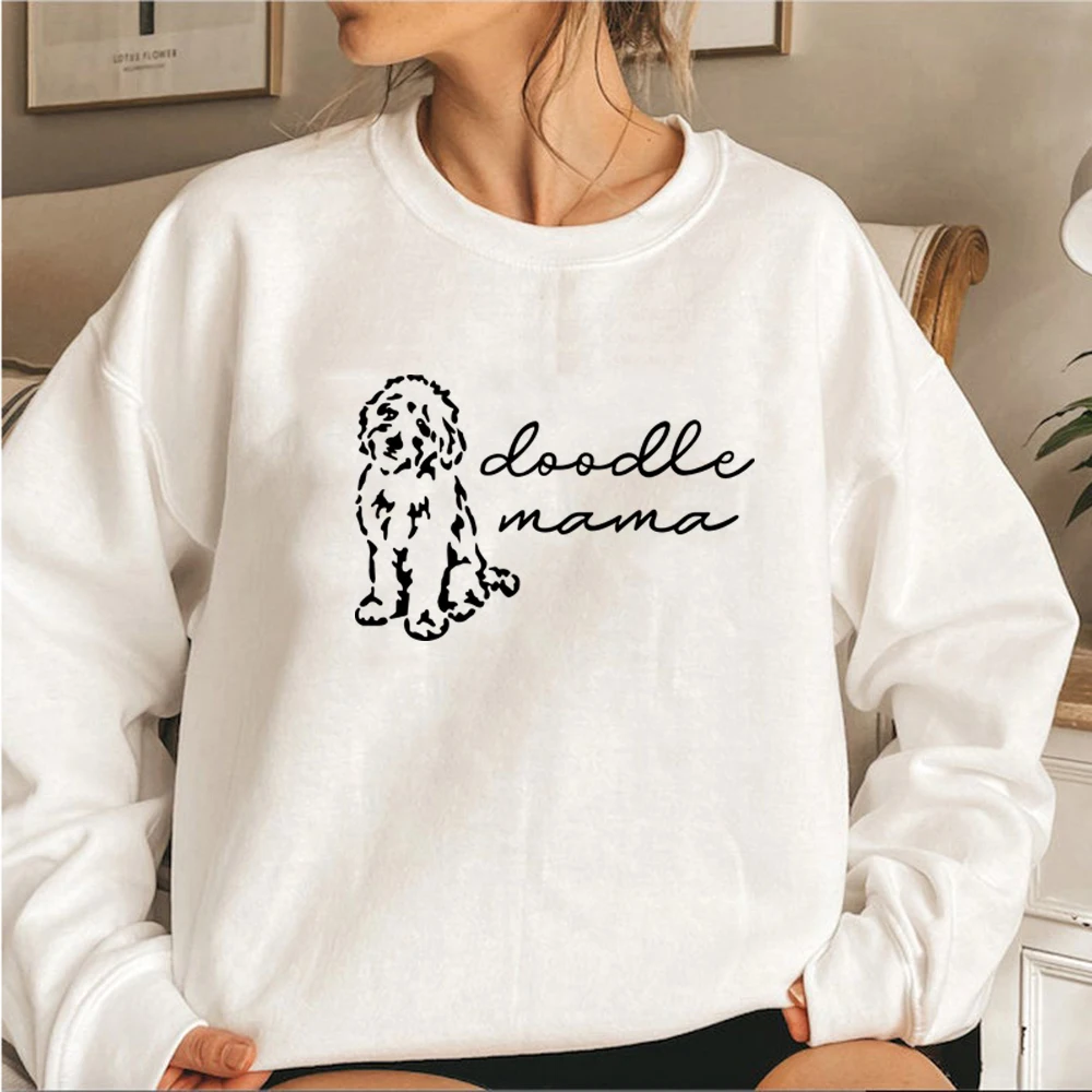 Doodle Mama Sweatshirt Funny Sweatshirts Graphic Hoodies Gift for Her Dog Mom Hoodie Women Long Sleeve Pullovers Casual Tops