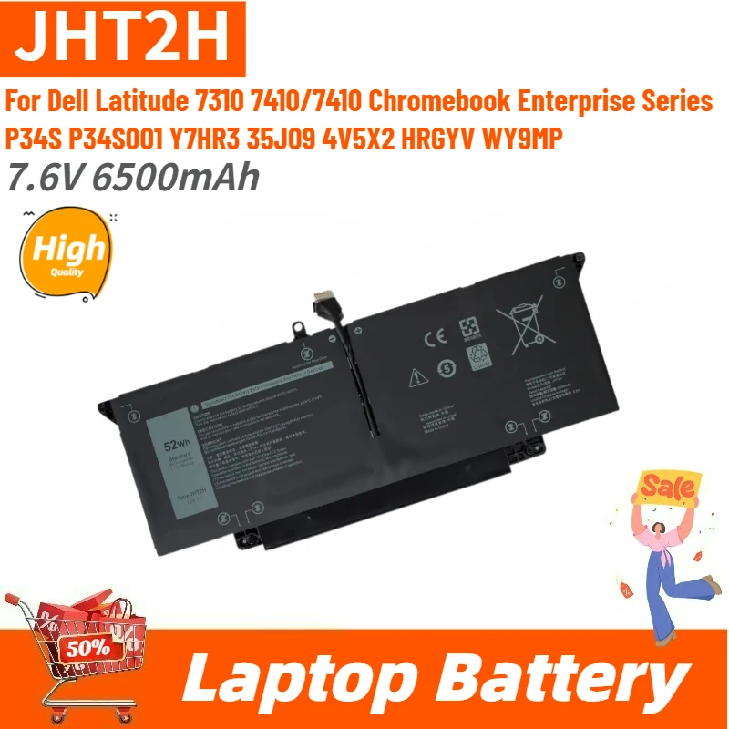 

High Quality JHT2H Laptop Battery 7.6V 6500mAh for Dell Latitude 7410 7310 Chromebook Enterprise Series Y7HR3 35J09 Brand New