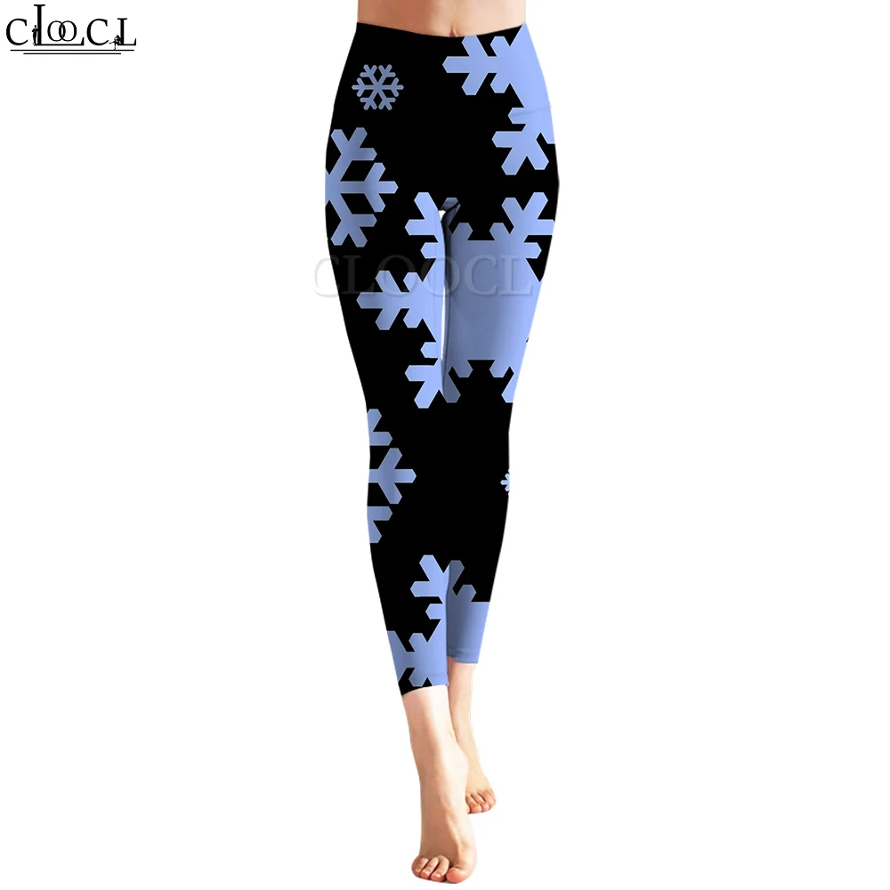 

CLOOCL Women Leggings Christmas Tight Pants Harajuku Sweatpants Fashion Casual Gym Clothing Simple Snowflake Print Leggings