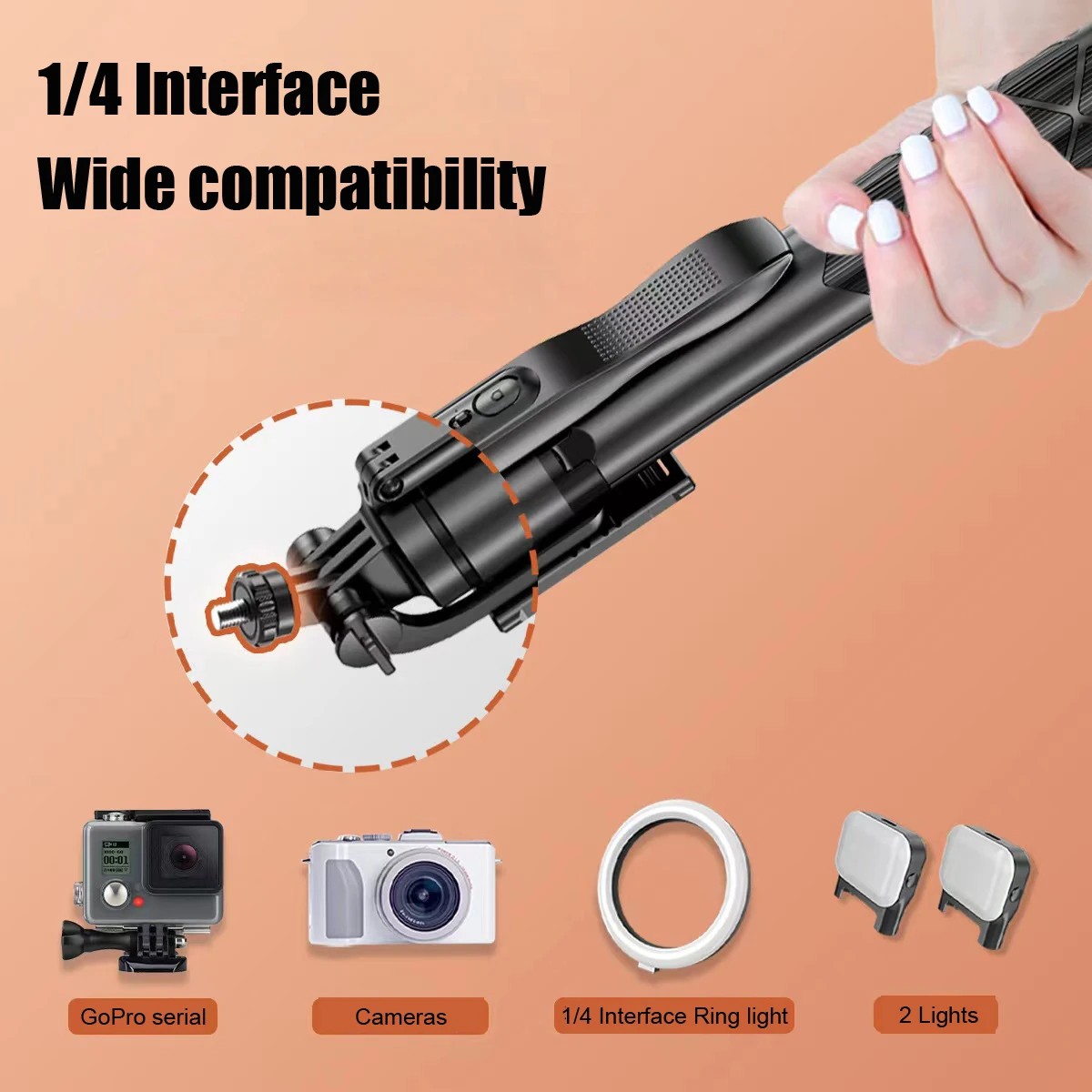 1.6M Long Extended Bluetooth Wireless Selfie Stick 360° Horizontal Vertical Panoramic Balance Shooting Live Broacast Foldable