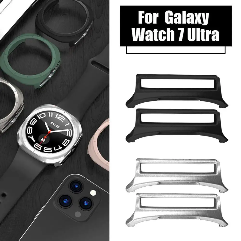 1 Pair Adapters For Samsung Galaxy Watch 7 Ultra 47mm Connector Watch Band Metal Stainless Steel Connection Adapter Accessories