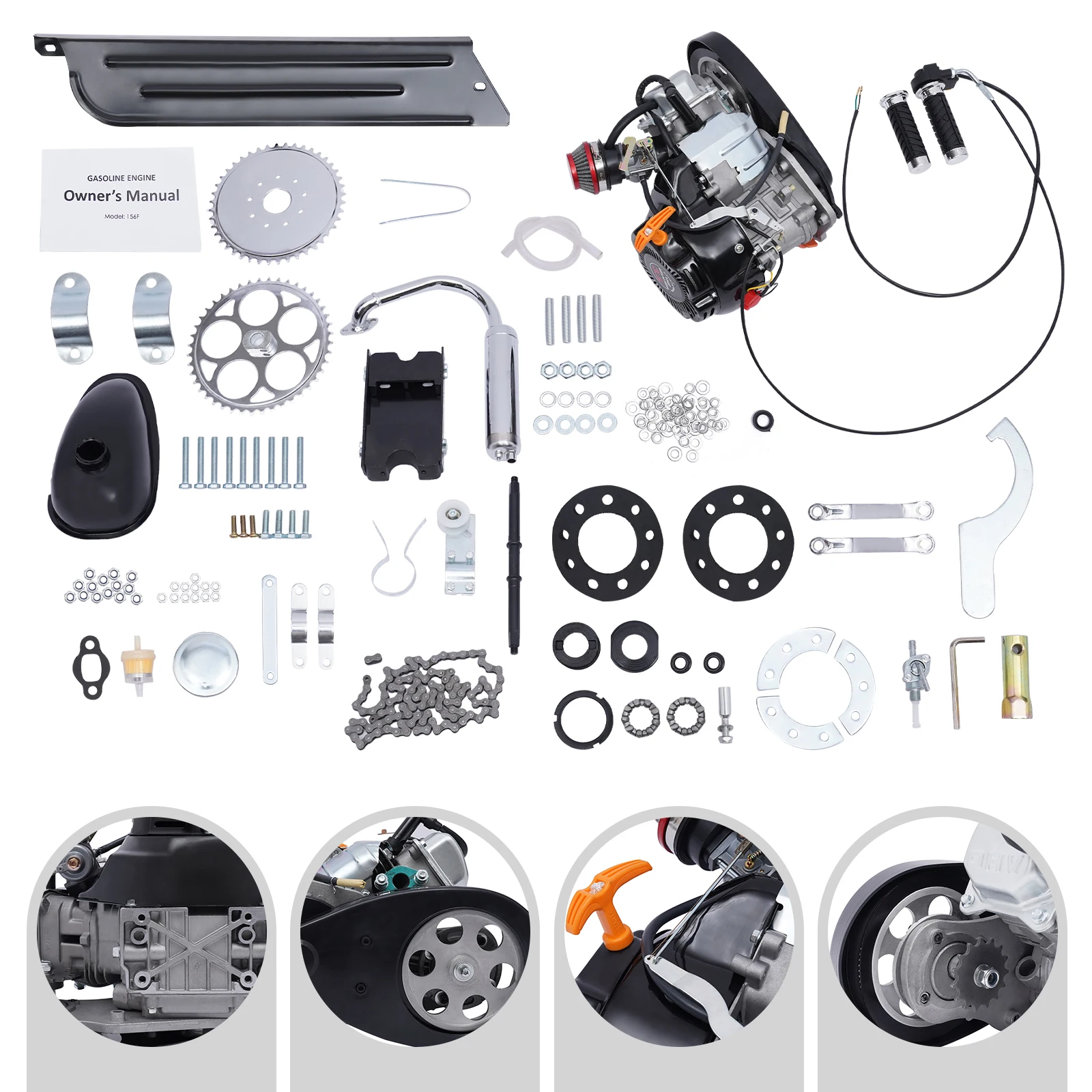 4 Stroke 100cc Bike Engine Kit Set Gas Motorized Motor Bicycle Modified Engine
