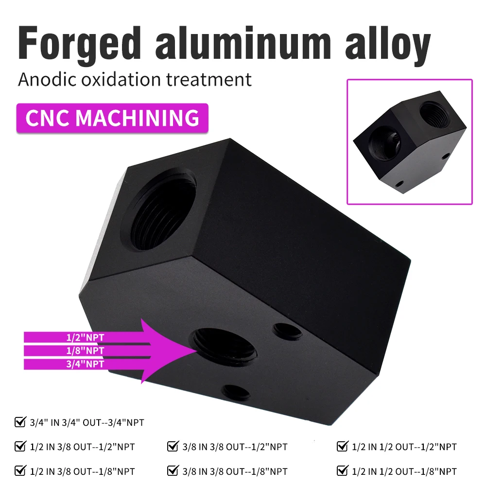 

SK CUSTOM Universal Y-Type Al Alloy Adapter 1/2NPT 1/8NPT 3/4NPT Oil Temperature Pressure Sensor Port Adapter T-Piece Connector