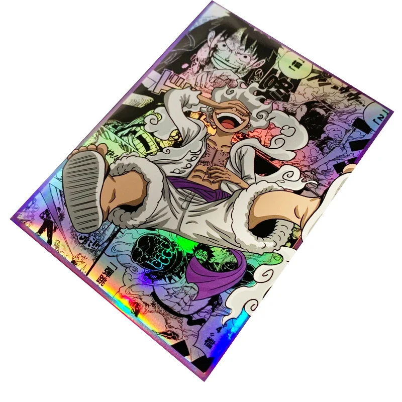 Penutup pelindung kartu Luffy, 60 buah/set 66x91mm Diy satu buah lengan kartu Luffy PTCG OPCG warna kartu Flash Cover pelindung Koleksi Kartu Anime hadiah mainan