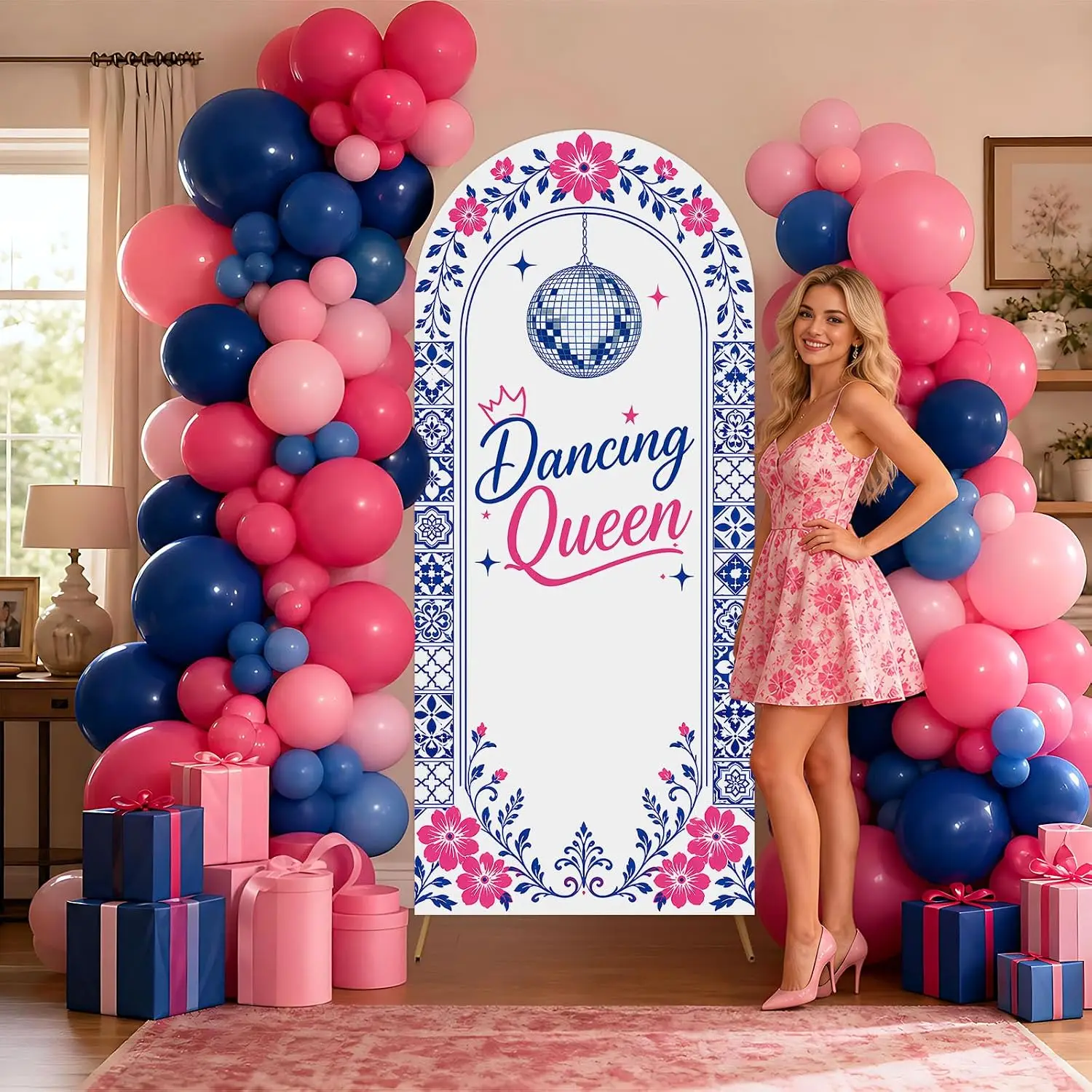 Custom 2-sided Dancing Queen Arch Backdrop Cover Disco Retro 80s 90s Bachelorette Party Decor Birthday Bridal Shower Background