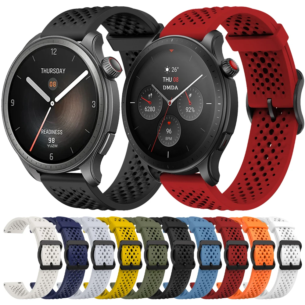 For Amazfit Bip 5/GTR 4 3 Pro 2e 47mm Band Correa 22mm Silicone Strap for Amazfit BALANCE/Stratos 3 2S/Pace Wristband Bracelet