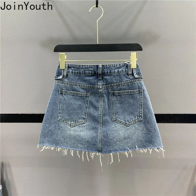 Denim Skirts for Women High Waist Vintage Saia Fashion Korean A-line Jupe 2023 Faldas Mujer De Moda Casual Korean Y2k Mini Skirt