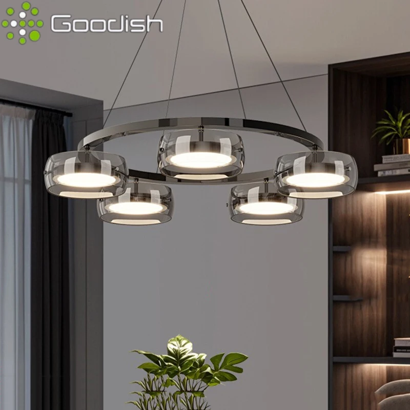 

Современные роскошные стильные хрустальные подвесные светодиодные подвесные светильники с круглым воротником, креативная комнатная лампа для гостиной, украшение дома, люстра