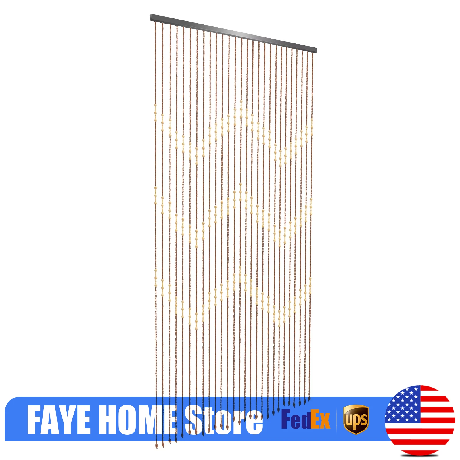 

Bamboo Bead Curtain, String Door Curtains Beaded, Wooden Curtain for Doorway NEW