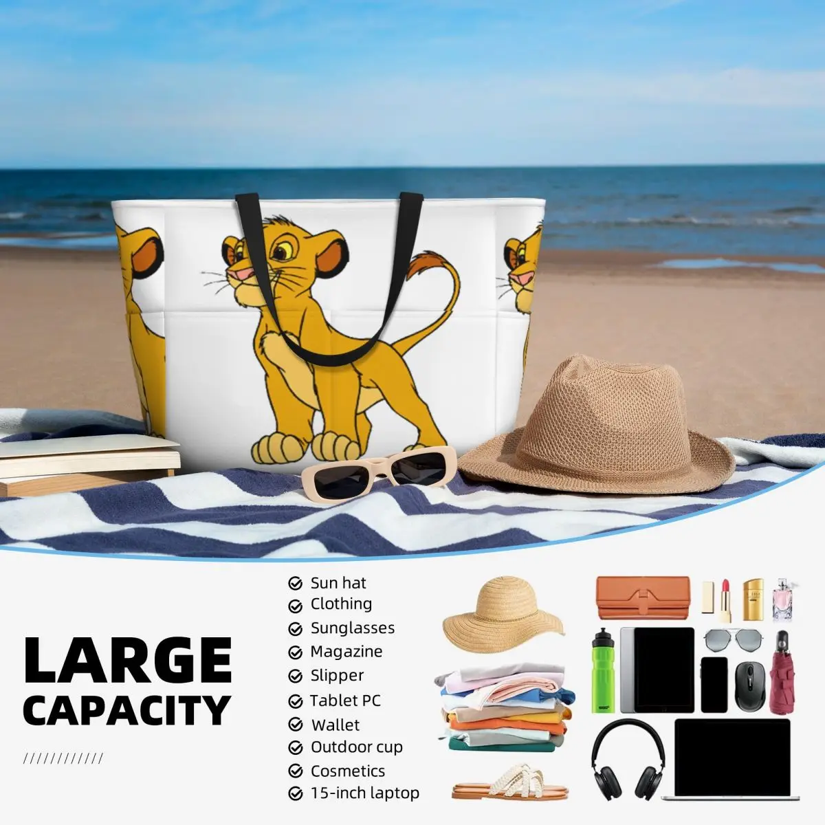 Babe Lion Beach Tote Bag Deporte Gimnasio Yoga Duffle Bolso grande Bolso de viaje para mujer Bolsa de fitness