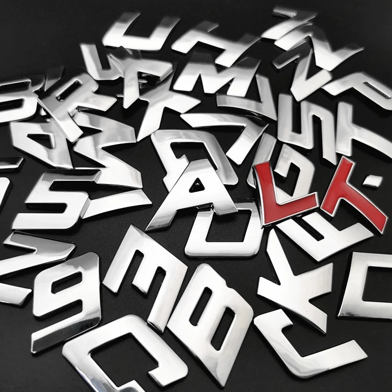 Baru 3D logam 25mm huruf Italic mobil huruf alfabet nomor lambang krom label otomatis stiker bagasi Logo huruf Aksesori lambang